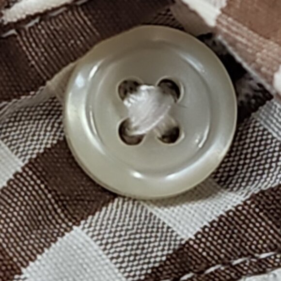 VTG J. Crew 2-Ply Cotton Shirt Men's S Brown Checkered Button Up EUC Long Sleeve - Picture 10 of 16